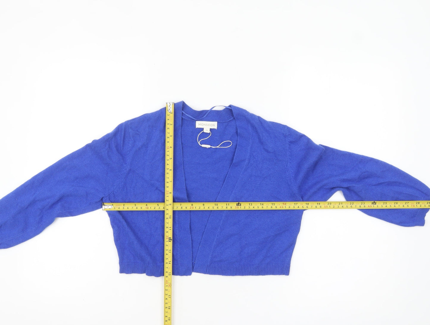 Monsoon Women's Blue V-Neck Long Sleeve Knit Cardigan M