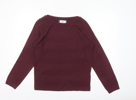 Maine New England Women Red Size 14 Boat Neck Knit Jumper
