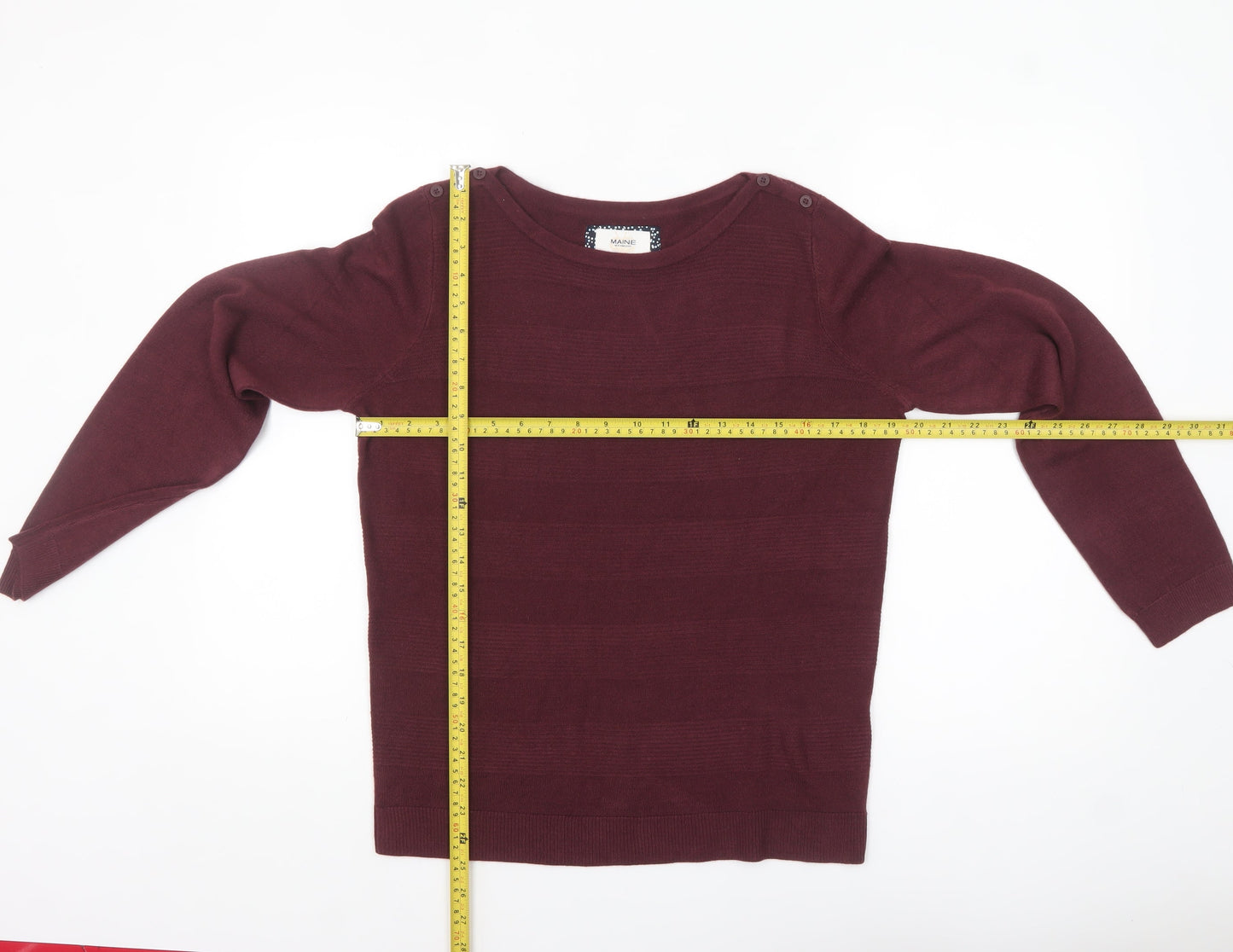 Maine New England Women Red Size 14 Boat Neck Knit Jumper