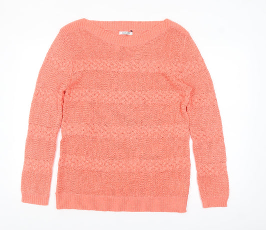 Damart Womens Pink Cable-Knit Jumper Size 18 Long Sleeve Pullover