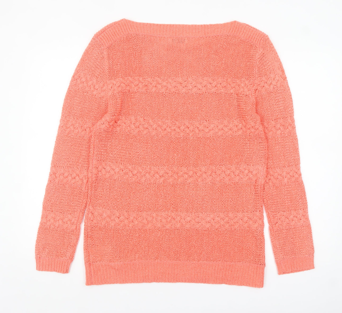 Damart Womens Pink Cable-Knit Jumper Size 18 Long Sleeve Pullover