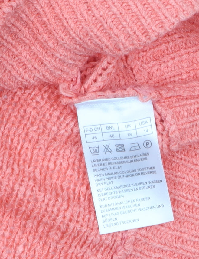 Damart Womens Pink Cable-Knit Jumper Size 18 Long Sleeve Pullover