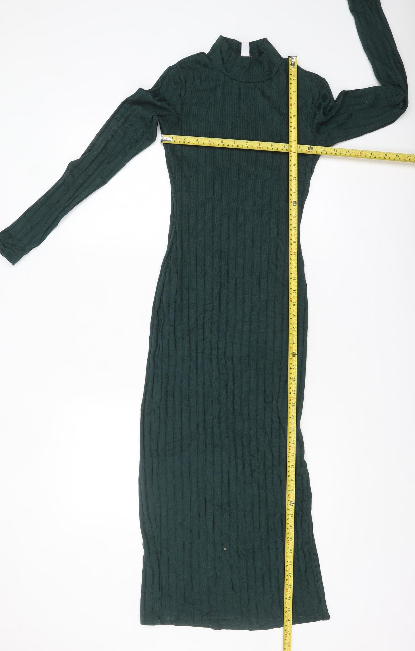 Topshop Women's Green Bodycon Midi Knit Dress Size 6