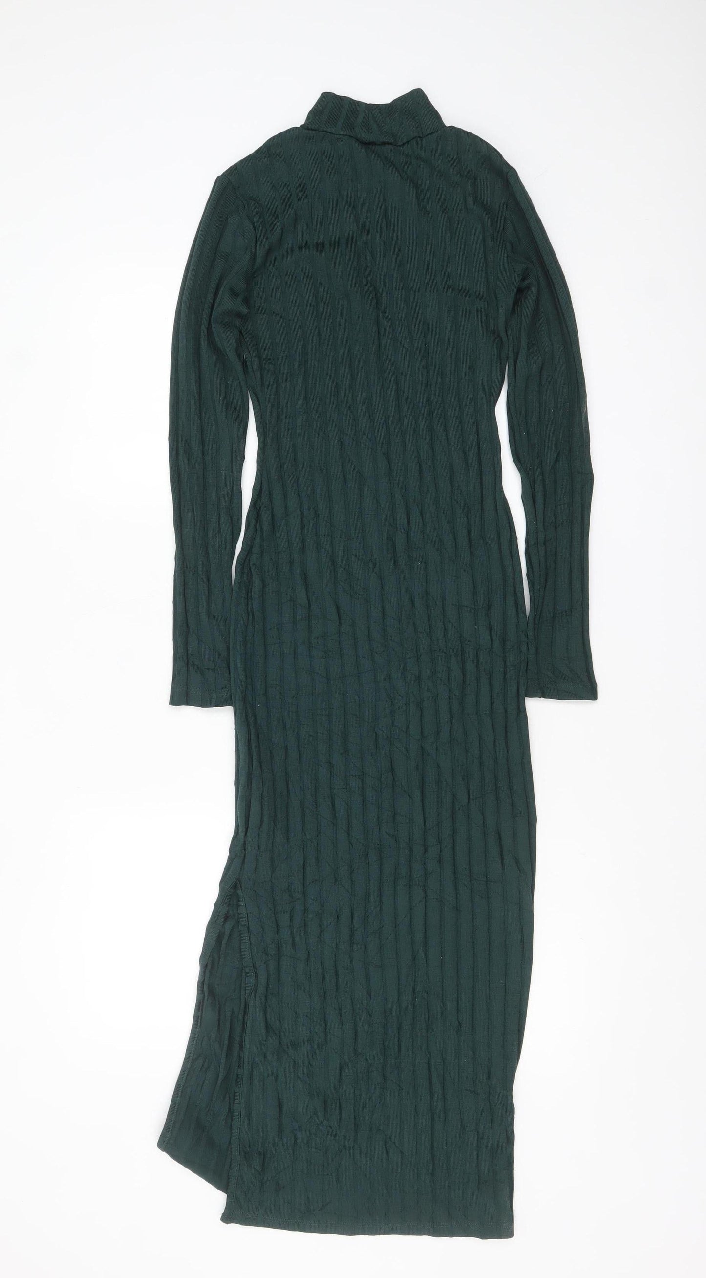 Topshop Women's Green Bodycon Midi Knit Dress Size 6