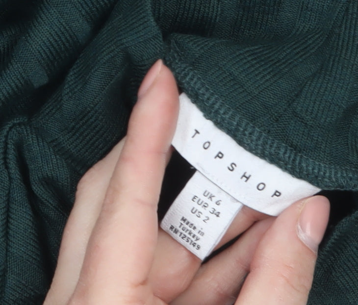 Topshop Women's Green Bodycon Midi Knit Dress Size 6