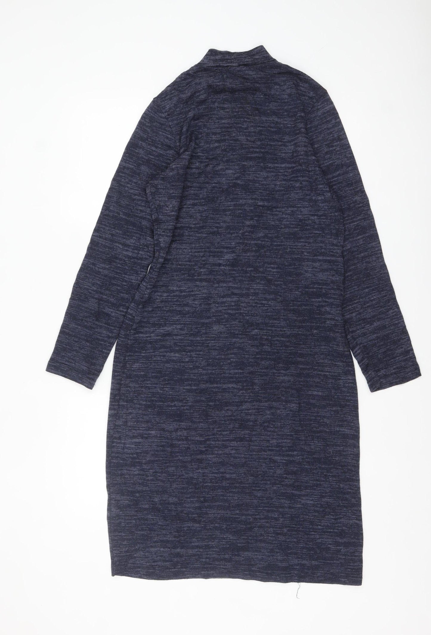 Miladys Women Blue Knit Shift Dress Size 12 Long Sleeve Mock Neck