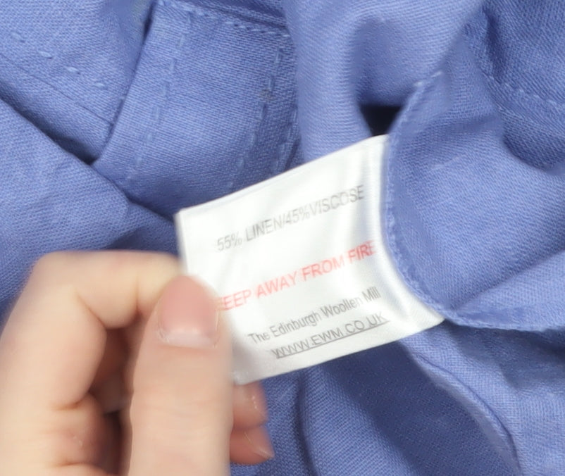 Isle Collection Women Blue Linen Blend Blazer Size 18 Single-Breasted