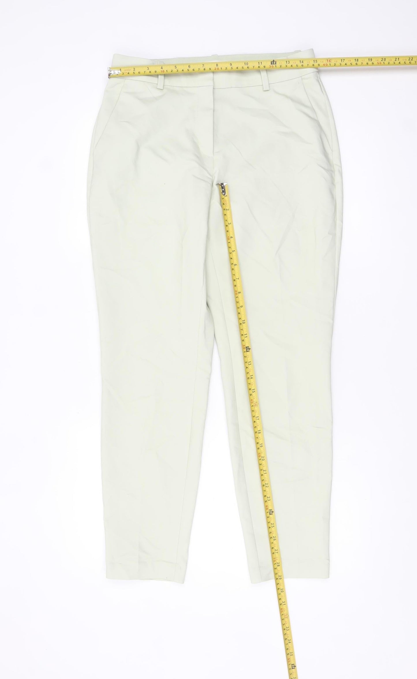 H&M Women Beige Chino Tapered Trousers Size 12 Cotton Blend