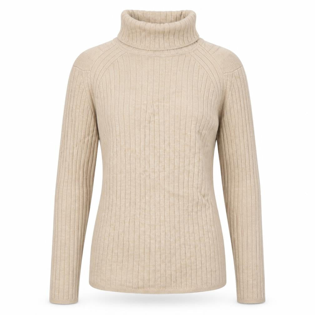 Next Women Beige Roll Neck Ribbed Knit Jumper Size S