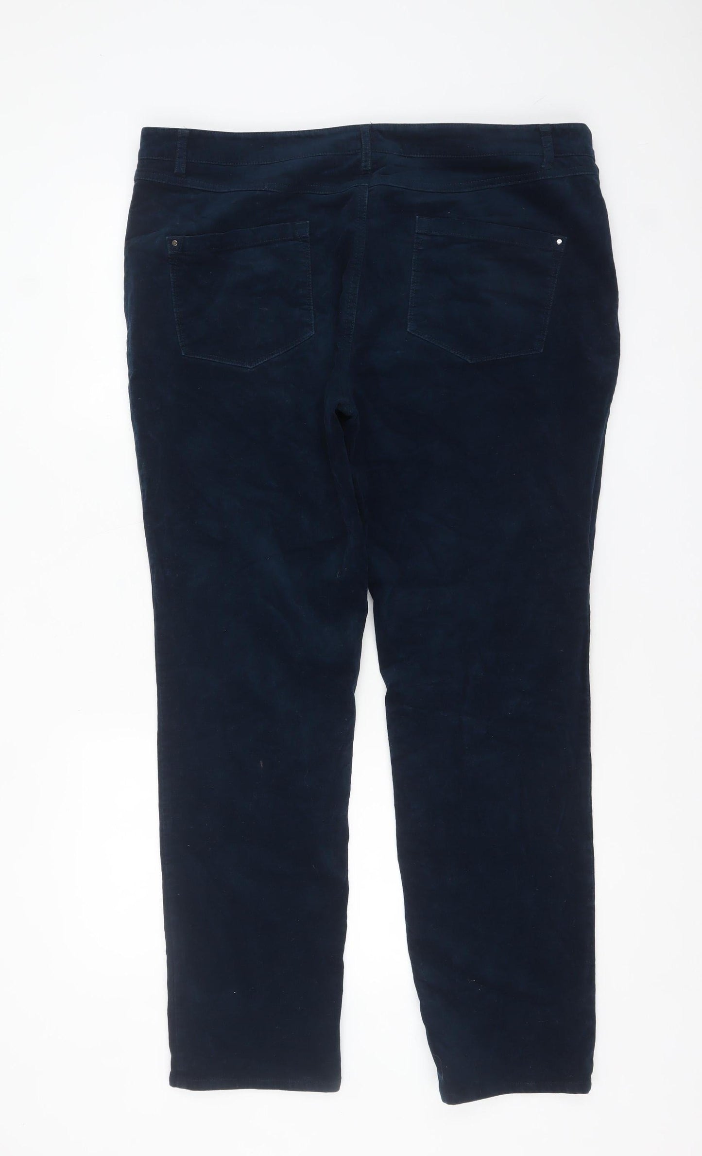 Pure Collection Women's Navy Corduroy Straight Trousers UK 18R