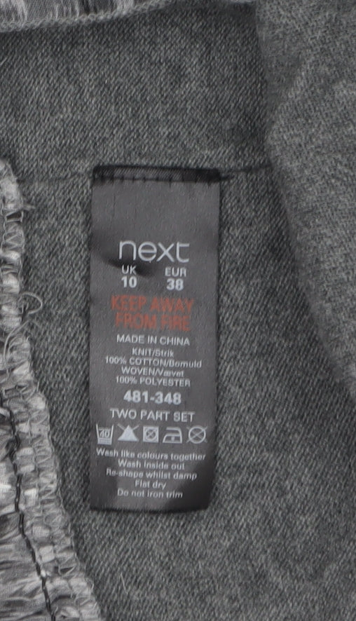 Next Women Grey Jumper Dress Size 10 3/4 Sleeve Ruffle Hem Knit