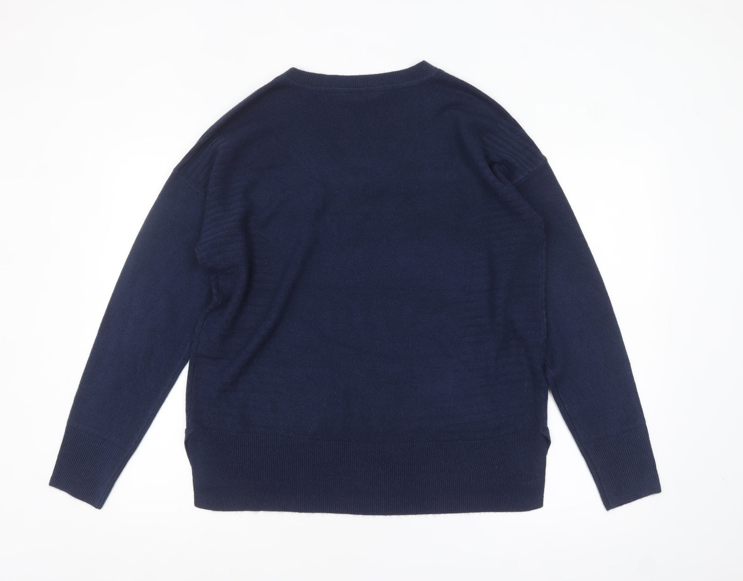 Principles Women Blue Size 14 V-Neck Acrylic Pullover Jumper