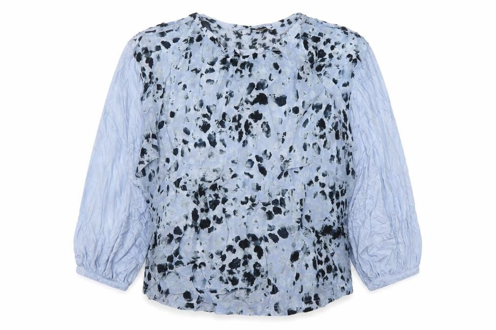 Religion Women’s Blue Animal Print Cupro Long Sleeve Blouse Size 12