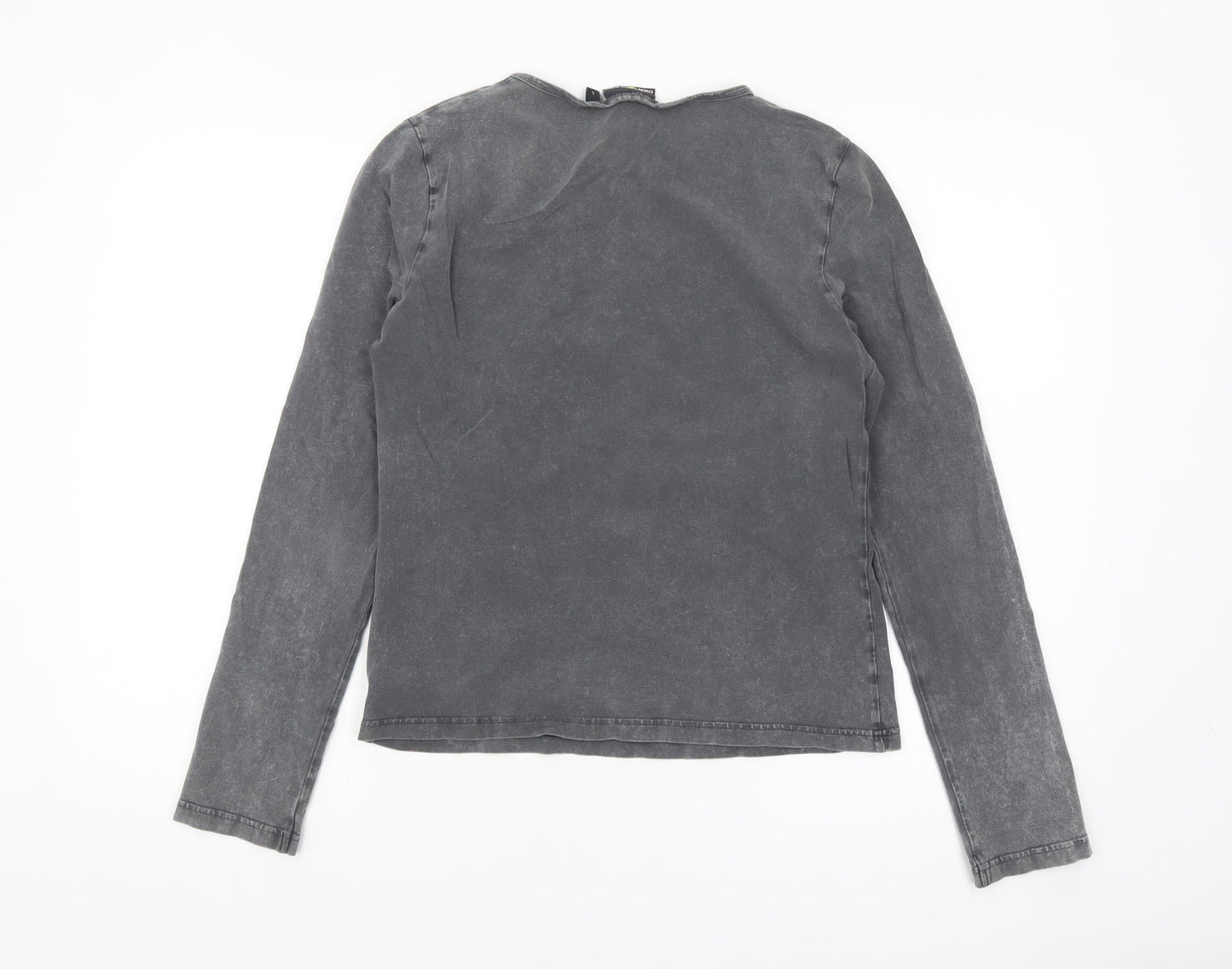 DKNY Jeans Women's Grey Long Sleeve Zip Accent Cotton T-Shirt Size L