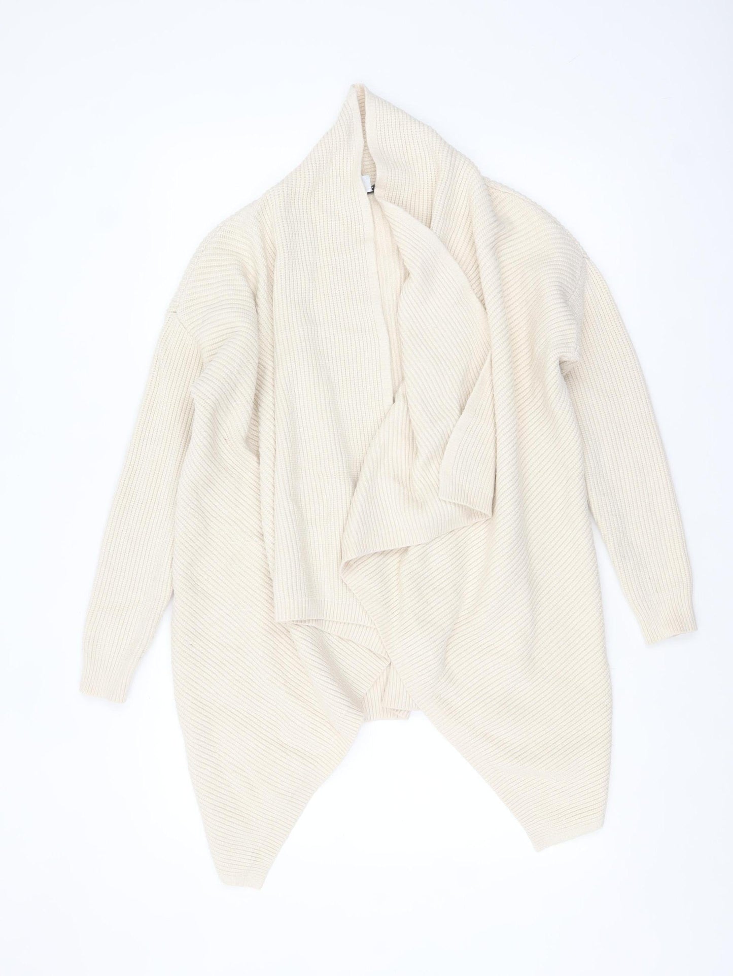 Next Women Beige Long Sleeve Knit Relaxed Cardigan Size S