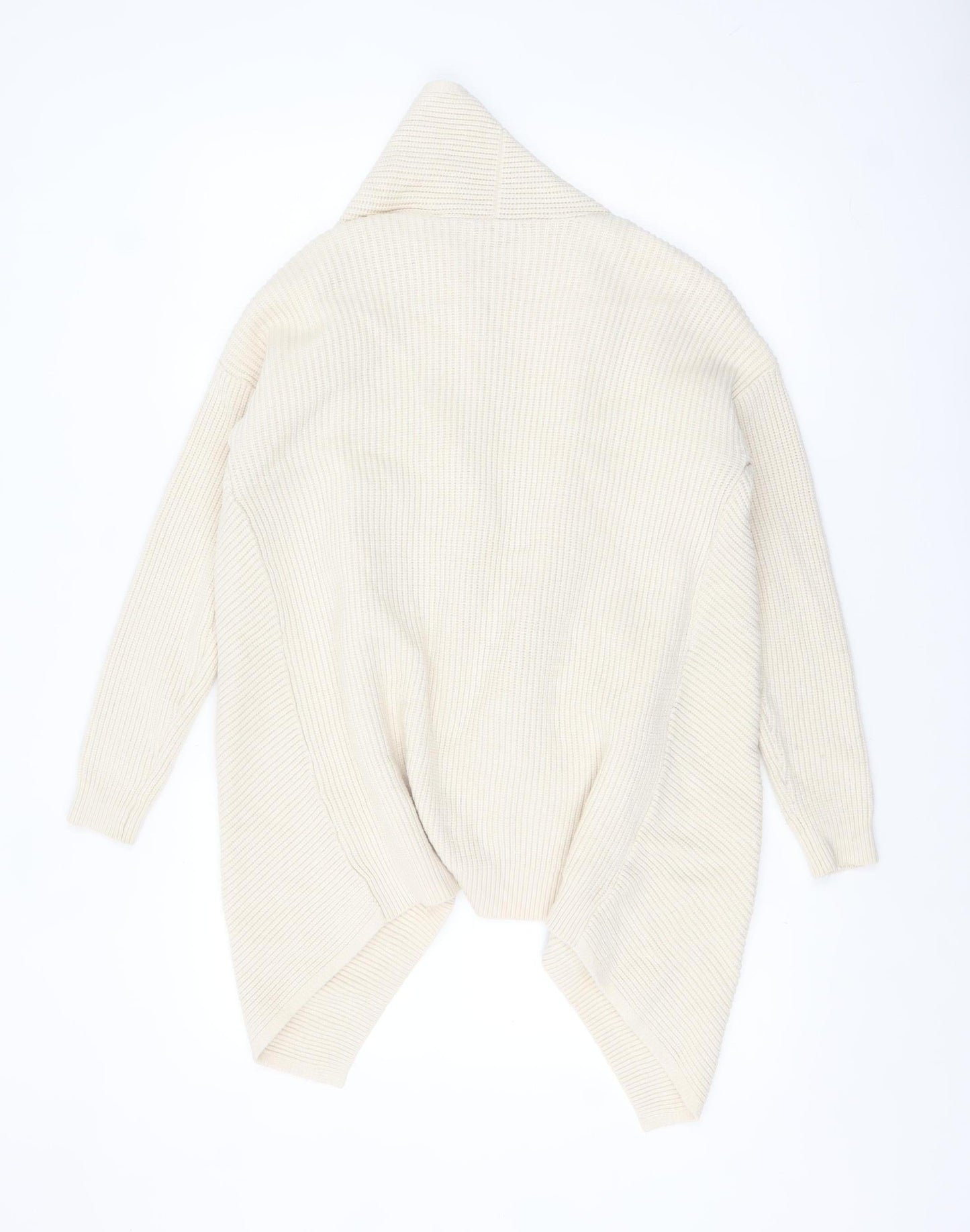 Next Women Beige Long Sleeve Knit Relaxed Cardigan Size S