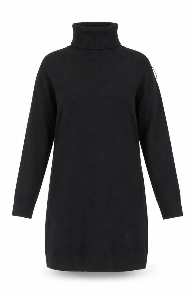 Marks & Spencer Women Black Roll Neck Merino Wool Tunic Jumper Size 12