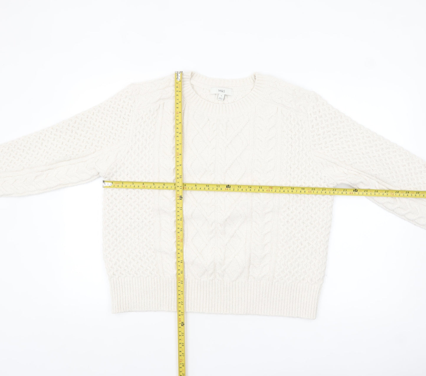 Marks and Spencer Womens Ivory Cable-Knit Pullover Jumper M