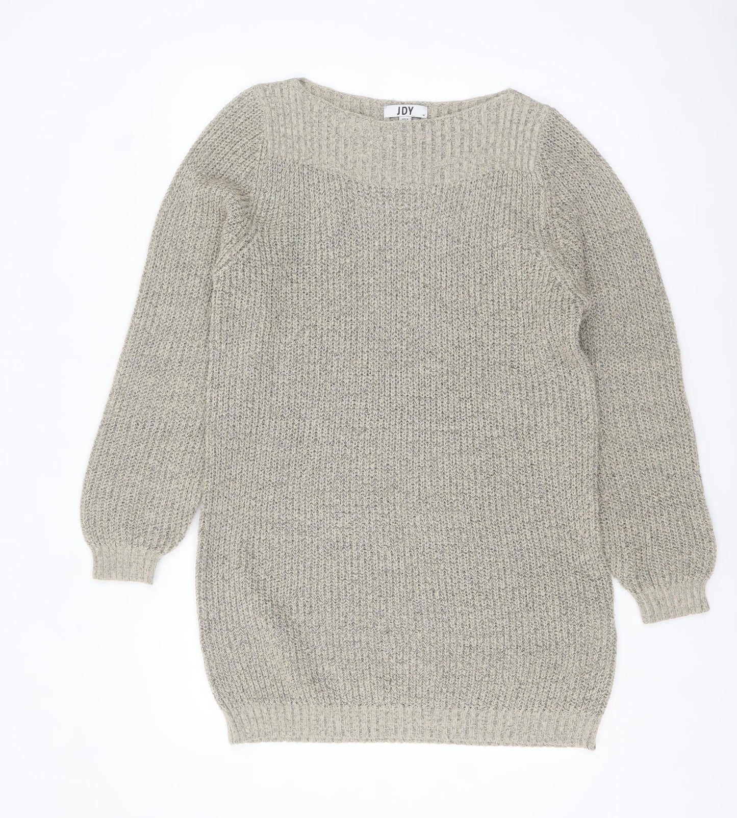 JDY Women's Beige Chunky Knit Boat Neck Long Sleeve Pullover Jumper M