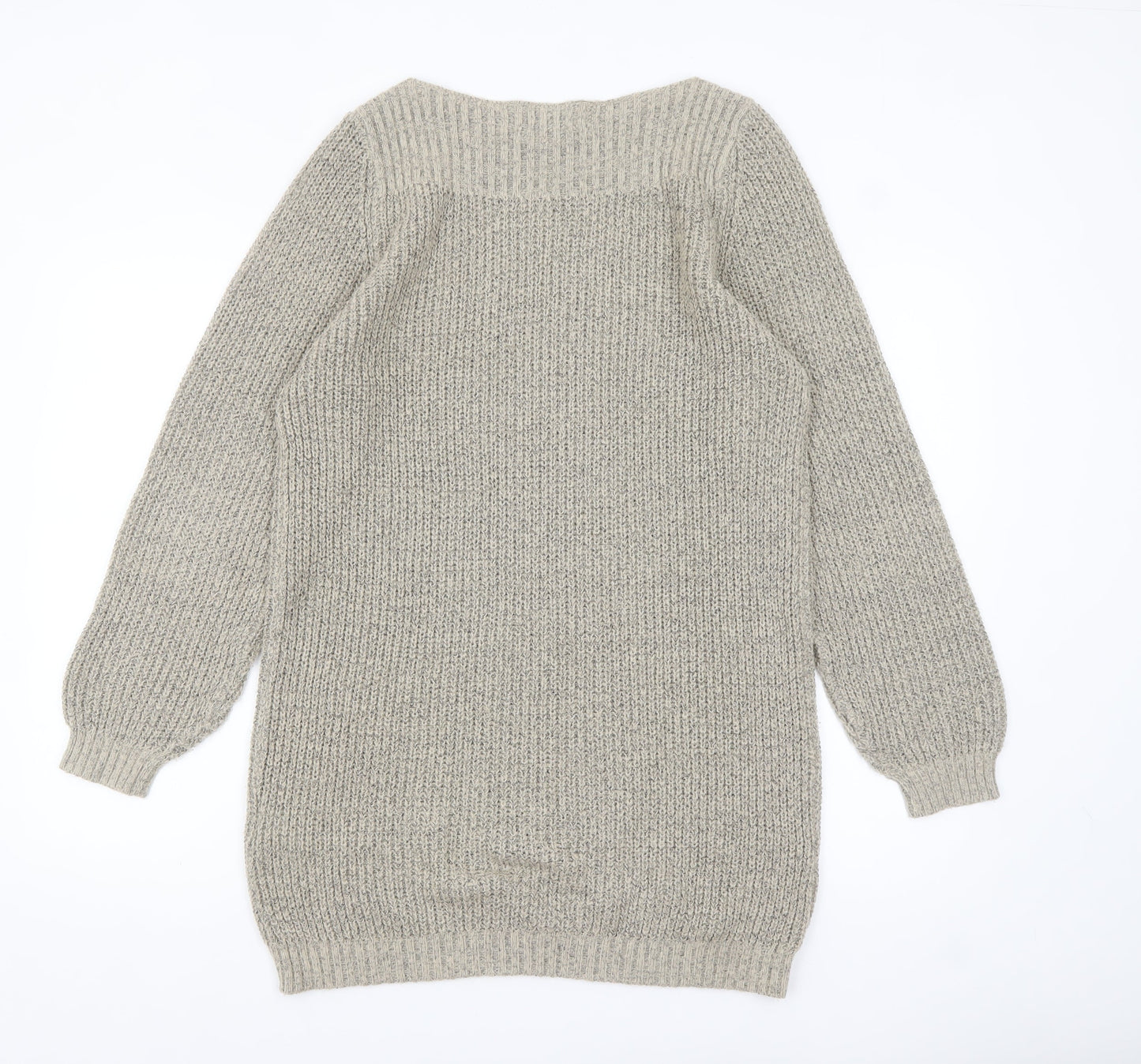 JDY Women's Beige Chunky Knit Boat Neck Long Sleeve Pullover Jumper M