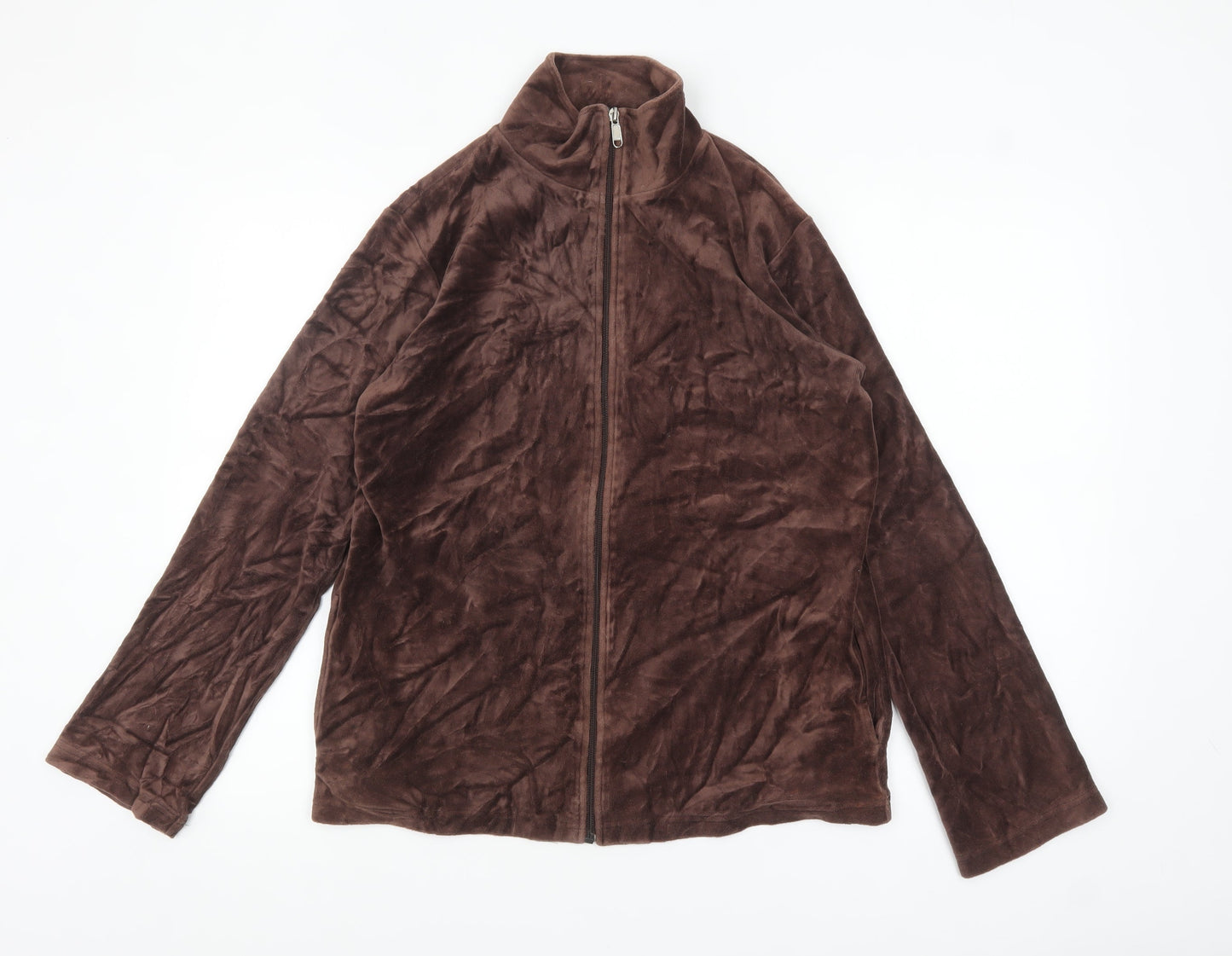 Huber Womens Brown Size 12 Velour Full Zip Jacket
