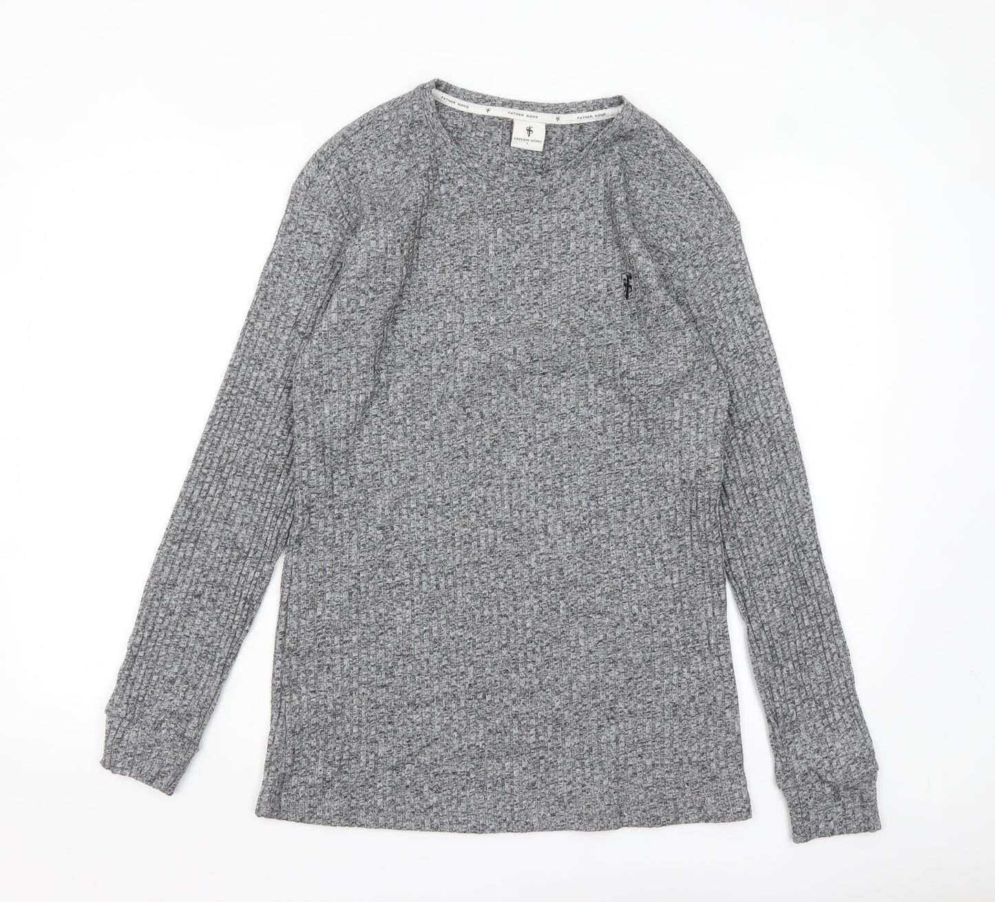 Father Sons Men’s Grey Slim Fit Long Sleeve Knit Top L