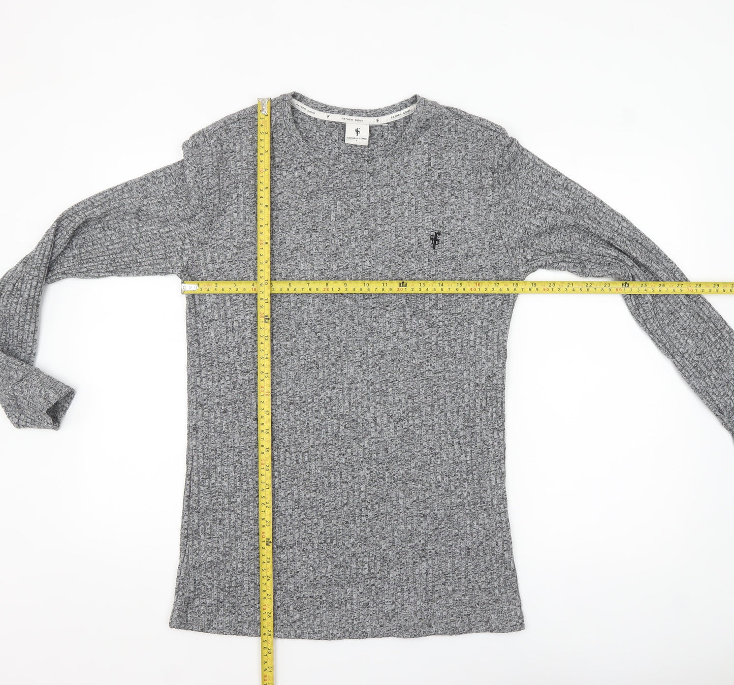 Father Sons Men’s Grey Slim Fit Long Sleeve Knit Top L