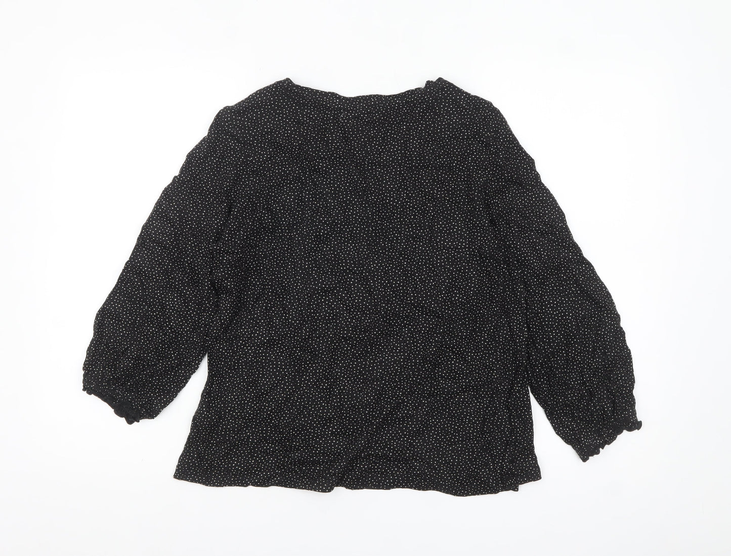 Fat Face Women Black Polka Dot Cotton Modal Tunic Blouse Size 16