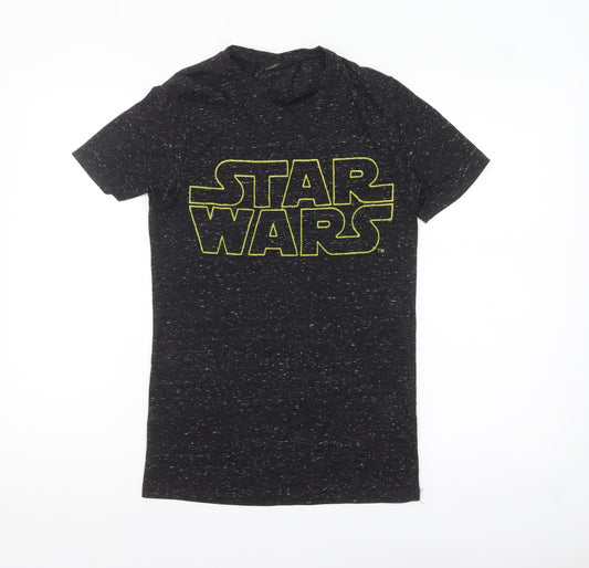 Star Wars Men's Black Graphic T-Shirt Small Movie Logo Short Sleeve