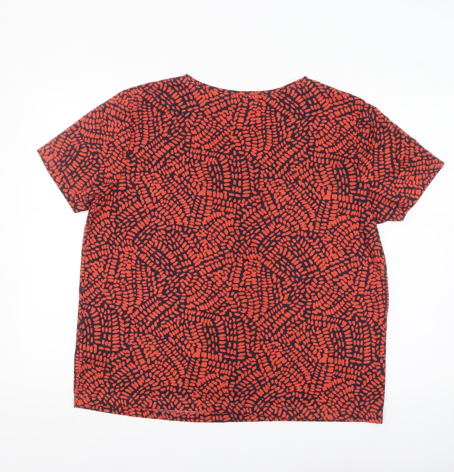 Marks and Spencer Women's Red Geometric Short Sleeve Polyester T-Shirt Size 16