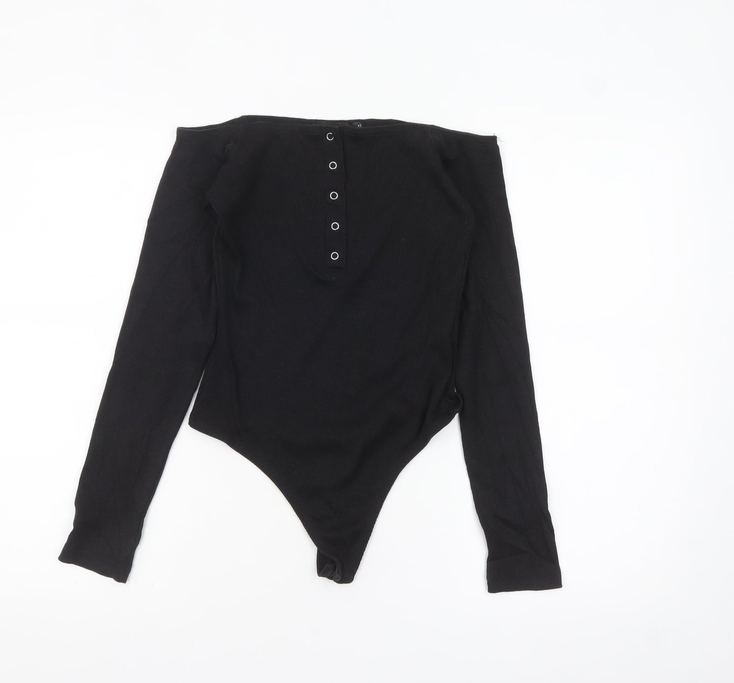 Missguided Womens Black Off Shoulder Long Sleeve Bodysuit UK 10