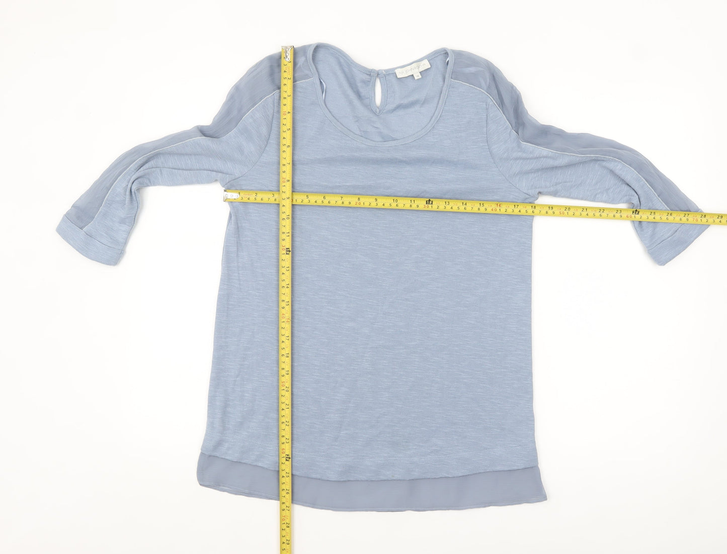RJR John Rocha Women's Blue 3/4 Sleeve Scoop Neck Blouse Size 10