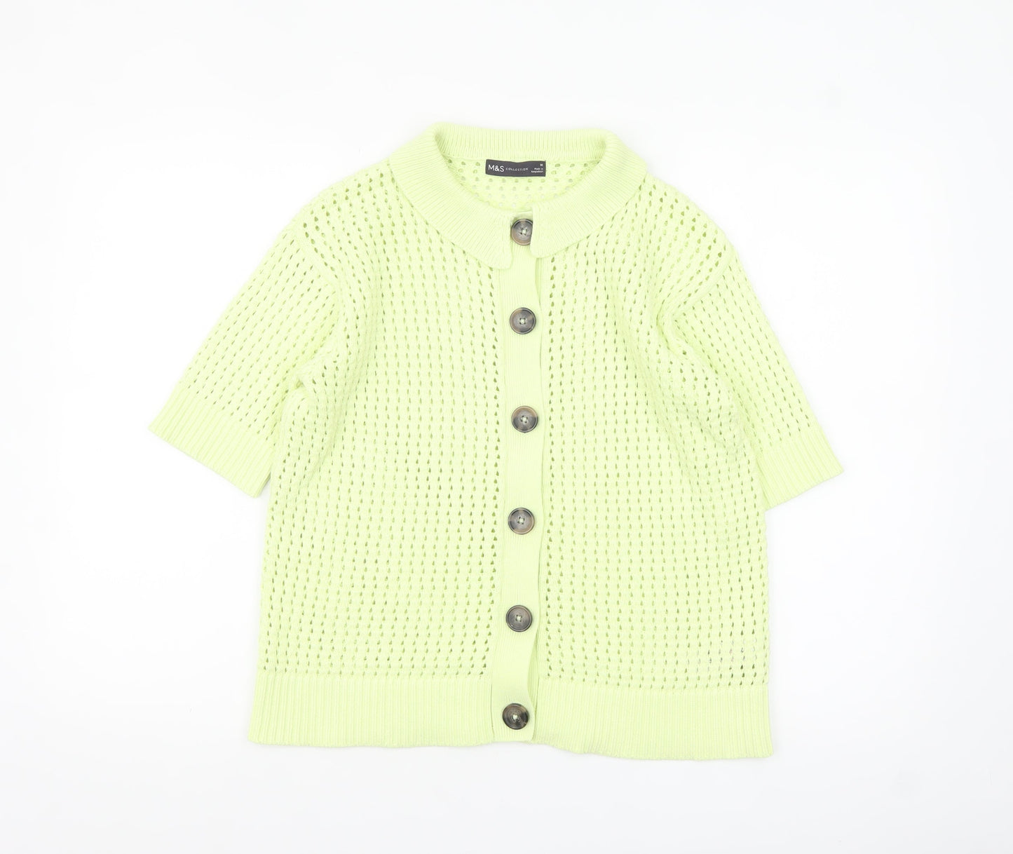 Marks and Spencer Women’s Green Collared Knit Short Sleeve Cardigan Size 10