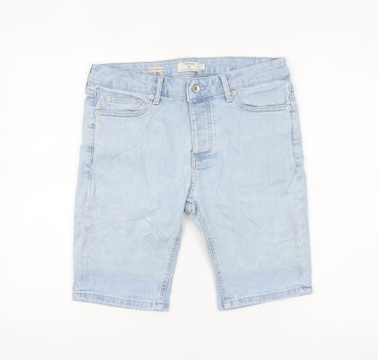 Topman Men’s Blue Light Wash Slim Denim Chino Shorts Size 30