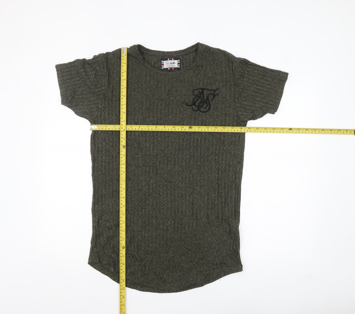 SikSilk Men's Green XS Slim Fit Crew Neck Short Sleeve T-Shirt