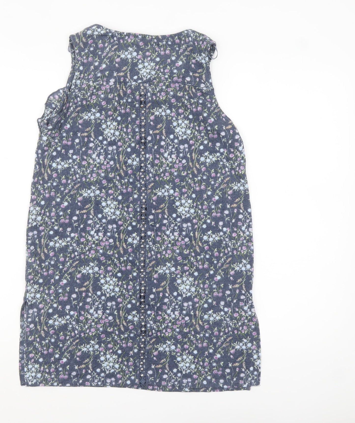 Next Women Blue Floral Crochet Detail Sleeveless Tank Top Size 8