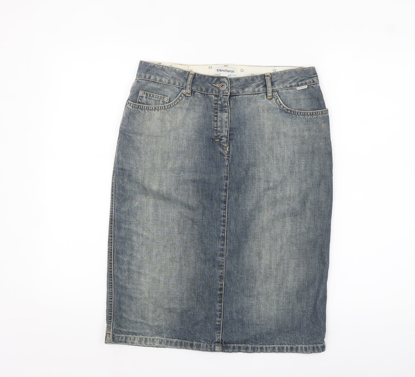 Fenchurch Women's Blue Denim Knee Length Pencil Skirt Size 8
