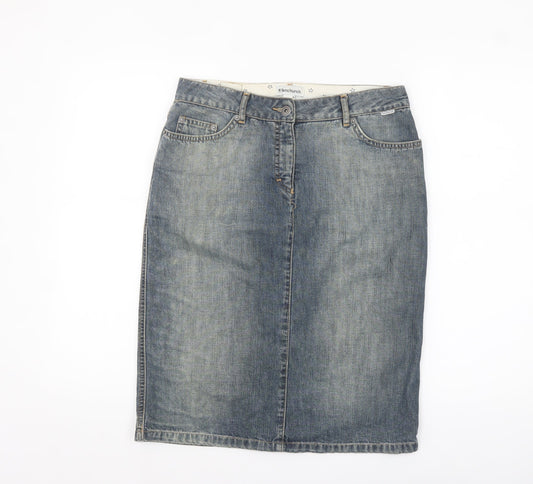 Fenchurch Women's Blue Denim Knee Length Pencil Skirt Size 8