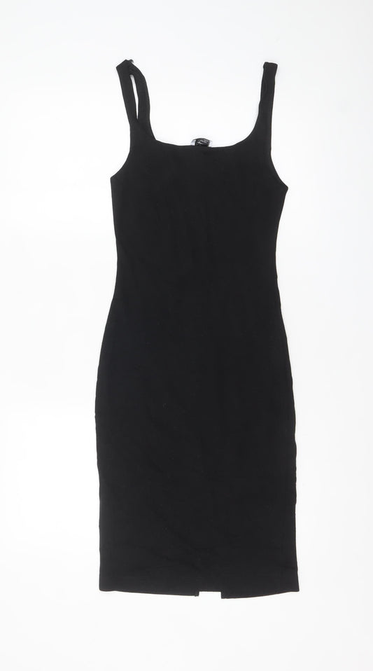 Zara Women Black Size 8 Bodycon Knee Length Sleeveless Dress