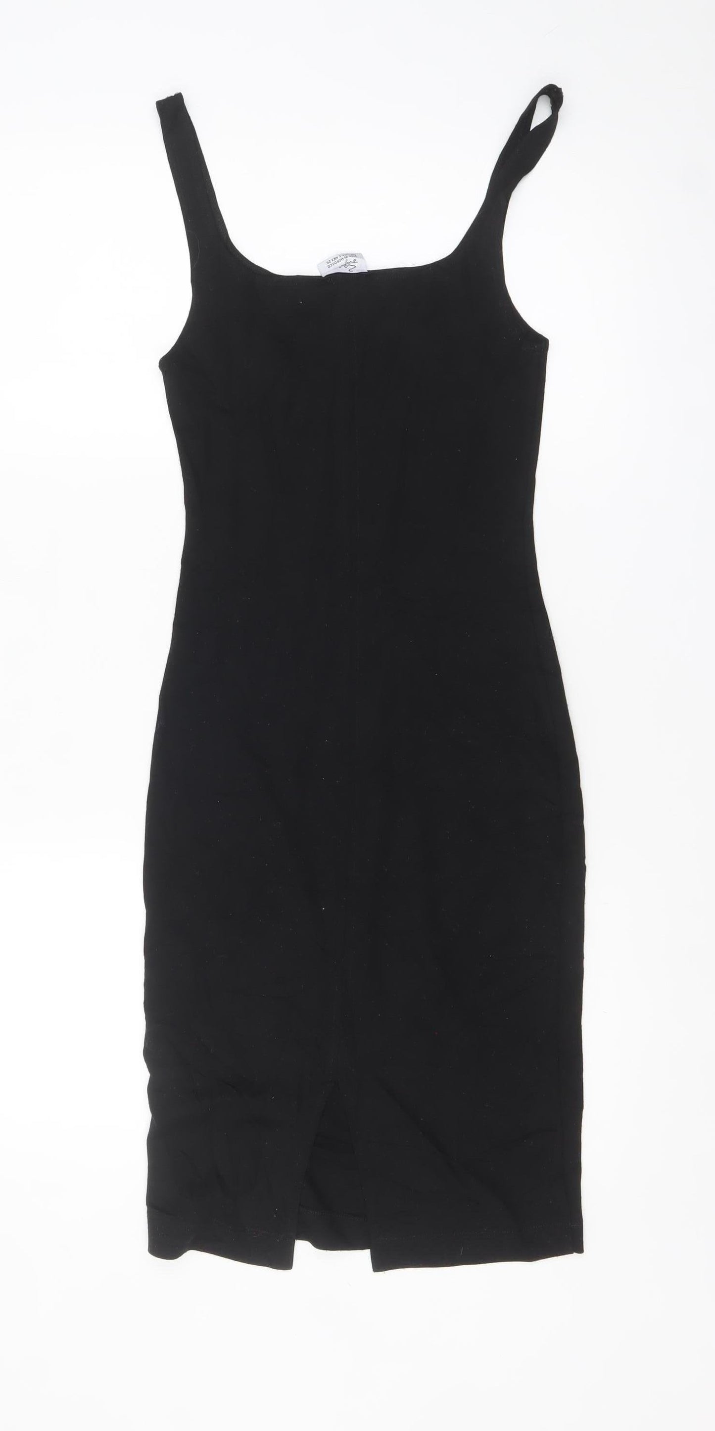 Zara Women Black Size 8 Bodycon Knee Length Sleeveless Dress