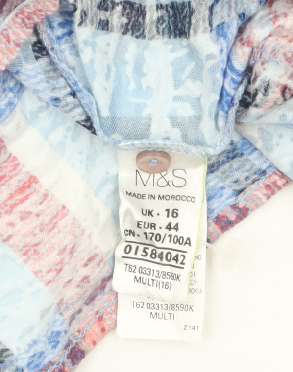 Marks and Spencer Women's Multicoloured Check Tunic Blouse UK 16