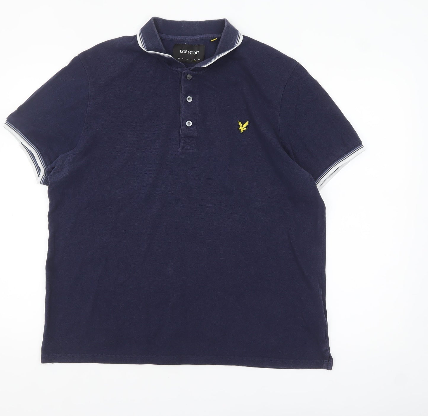 Lyle & Scott Men's Blue XL Cotton Polo Shirt Classic Logo Style