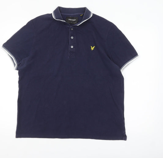 Lyle & Scott Men's Blue XL Cotton Polo Shirt Classic Logo Style