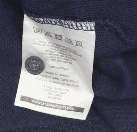 Lyle & Scott Men's Blue XL Cotton Polo Shirt Classic Logo Style