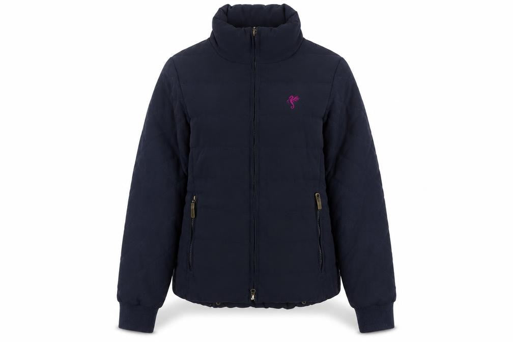 Puffa Women's Blue Quilted Puffer Jacket Size 8 Full Zip Warm