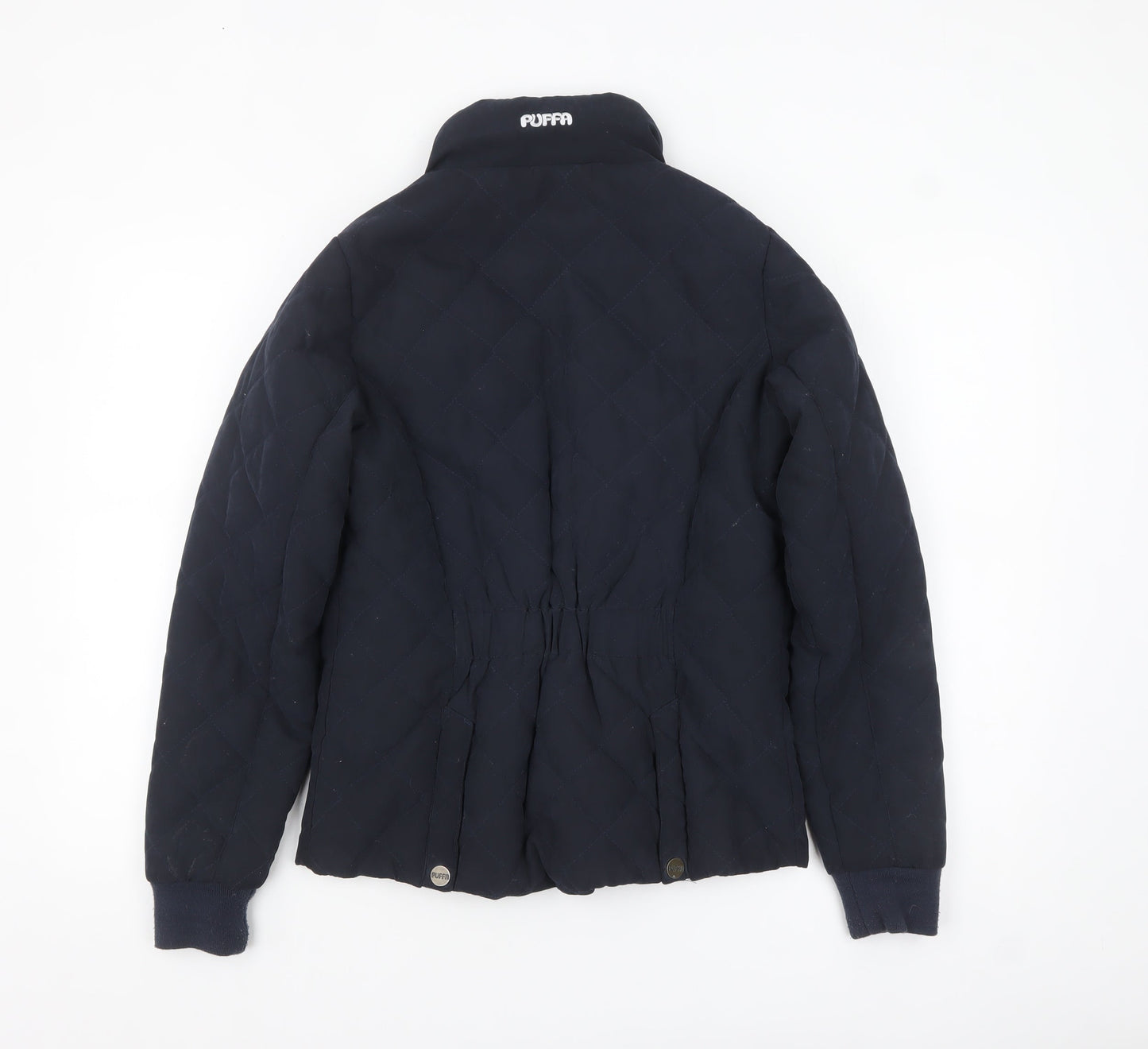 Puffa Women's Blue Quilted Puffer Jacket Size 8 Full Zip Warm
