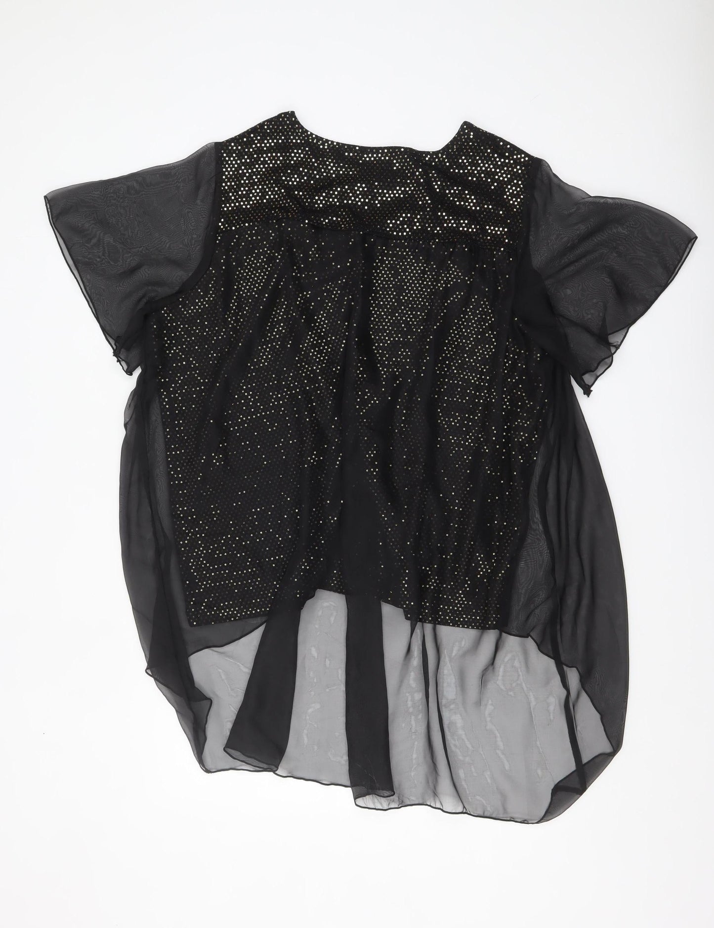 Klass Womens Black Sequin Tunic Blouse Size 22 Party Top