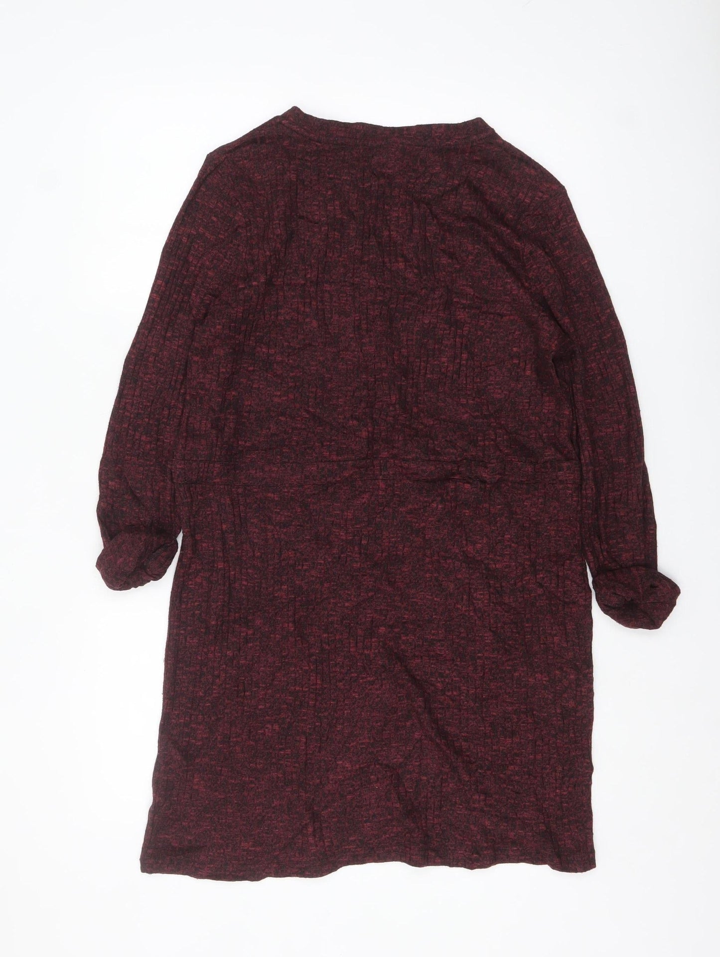 New Look Women’s Red Knit Shift Belted Dress Size 12