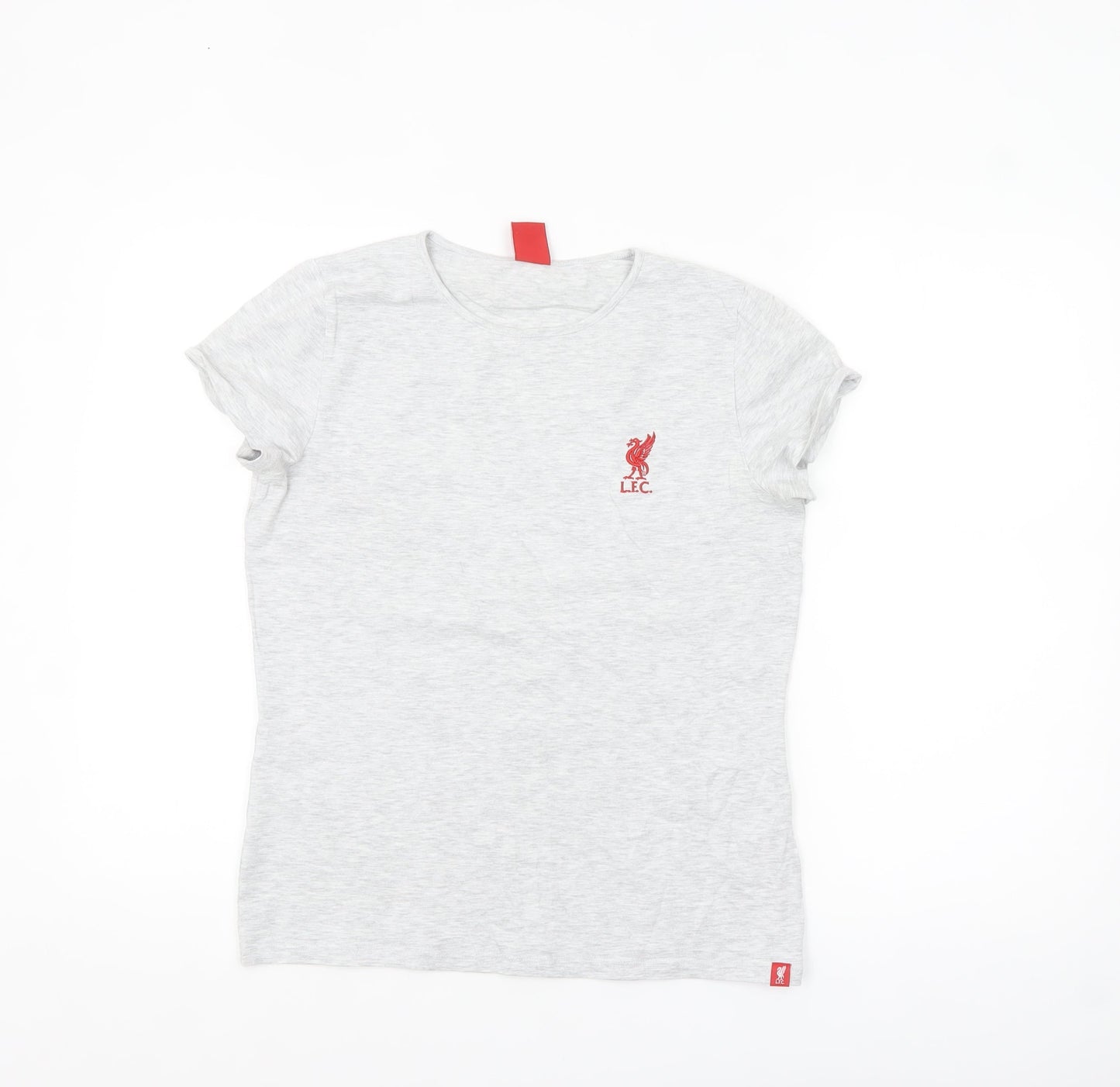 L.F.C. Women's Grey Embroidered Crew Neck Cotton T-Shirt Size 10