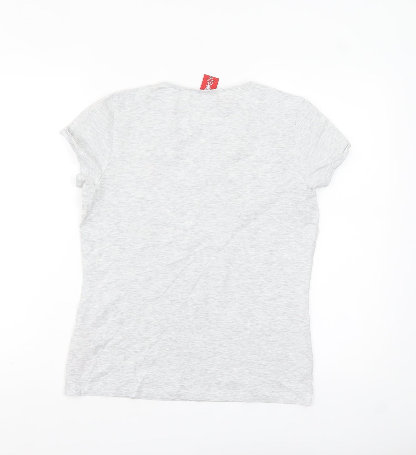 L.F.C. Women's Grey Embroidered Crew Neck Cotton T-Shirt Size 10